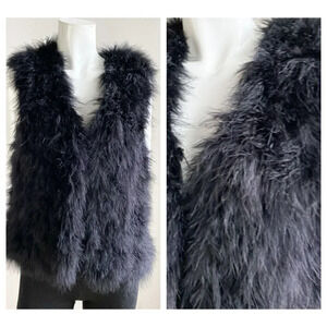 Club Monaco Black Marabou Feather Vest S